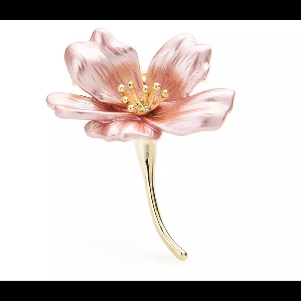 PINK ENAMEL FLOWER BROOCH